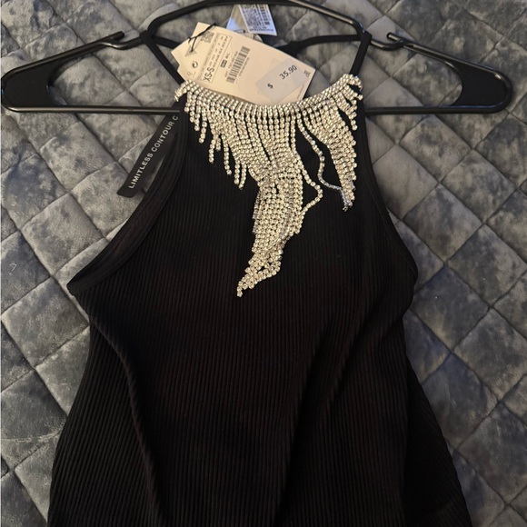 Zara Tops - Zara Black Rhinestone Halter Top